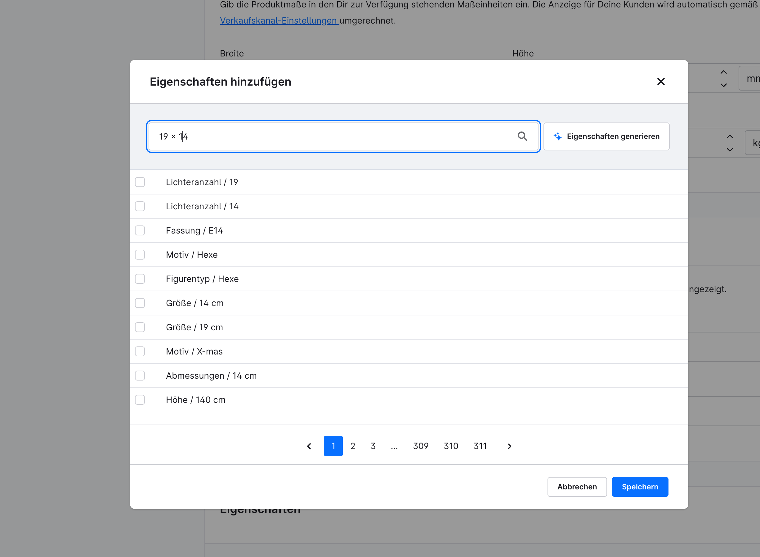 Without plugin: search for 19 × 14 with 311 result pages